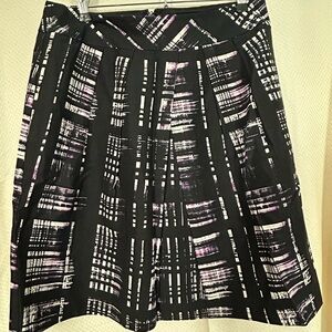 Banana Republic Black and Purple Skater Skirt